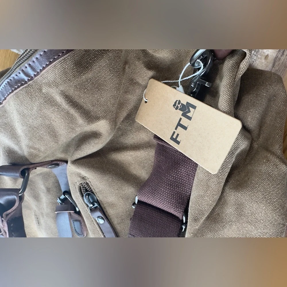 Elegant Brown Canvas and Leather Duffel Bag (bag10)